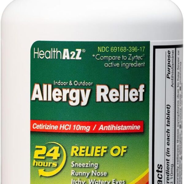 Cetirizine 10mg | All Day Allergy Relief | Indoor & Outdoor | Relief from Itchy Throat, Sneezing, Runny Noses (300 Count (Pack of 1))
