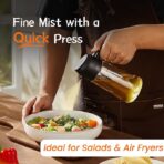 16oz/470ml Glass Olive Oil Sprayer for Cooking – 2 in 1 Olive Oil Dispenser Bottle for Kitchen Gadgets and Air Fryer Accessories, Salad, BBQ - Black - Image 2