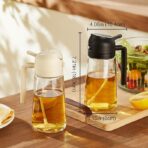 16oz/470ml Glass Olive Oil Sprayer for Cooking – 2 in 1 Olive Oil Dispenser Bottle for Kitchen Gadgets and Air Fryer Accessories, Salad, BBQ - Black - Image 3